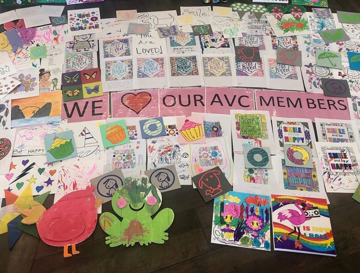 Addison Village Club sends colorful and supporting letters and artwork that were created for our local nursing homes!