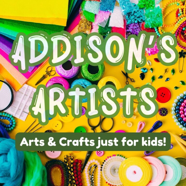 Addison's Artists with craft supplies background