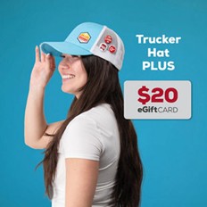 woman wearing hat advertising one blood