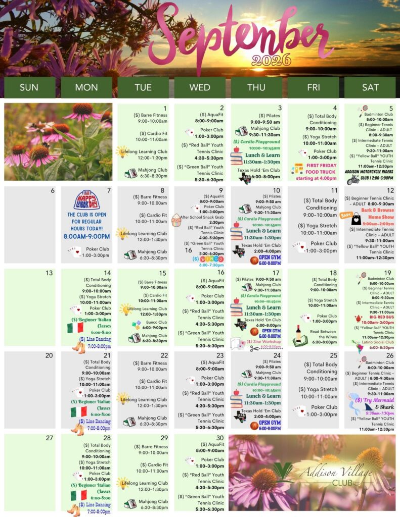 AVC Calendar of Events September 2026